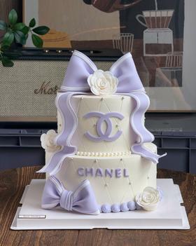 紫色香奈儿蝴蝶结双层