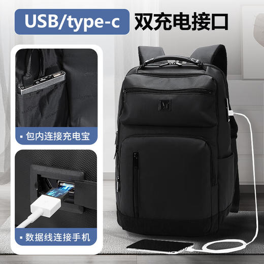 维多利亚旅行者商务出差包双肩包笔记本电脑包USB充电背包9089 商品图7