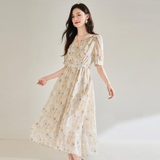 「高货sh」全新升级【铂金会员220/天猫299/差价79】(10336)洛诗琳法式温柔风碎花v领连衣裙2025夏季减龄收腰沙滩裙sh10336 商品图2