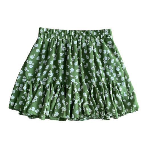 唯美浪漫！2025珍珠雪纺数码印花三角打褶A字版松紧腰碎花短裙！ 商品图4