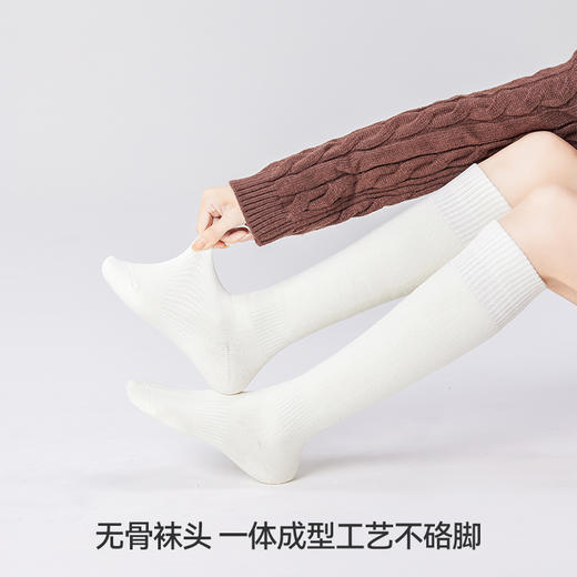 左分之右秋冬季加绒加厚保暖毛圈10A抗菌防臭小腿袜纯色简约长袜 商品图1