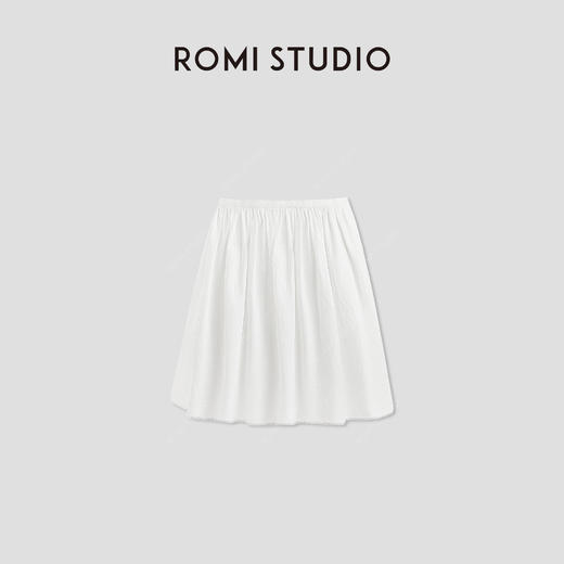 ROMI STUDIO 亚麻棉混纺白色平纹梭织花边下摆半身短裙RWCRXY2906 商品图1