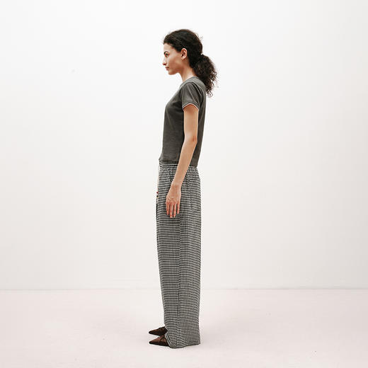 NUTH轻薄复古黑白格纹宽松抽绳直筒休闲裤女夏季 商品图4