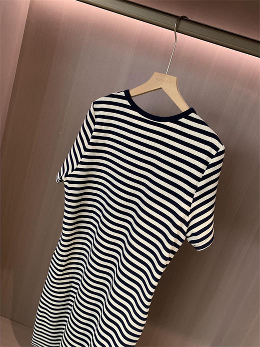 懒人BI备条纹直筒T恤裙宽松显瘦中长款短袖连衣裙 商品图6