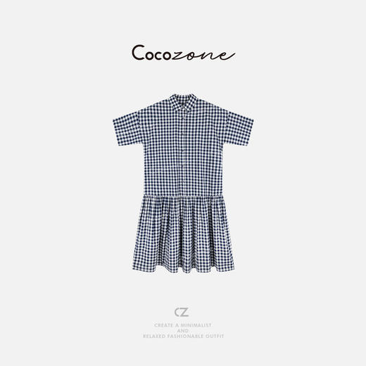 COCO ZONE 刘一一 【100棉】撞色格子翻领短袖连衣裙CD2A1220 商品图2