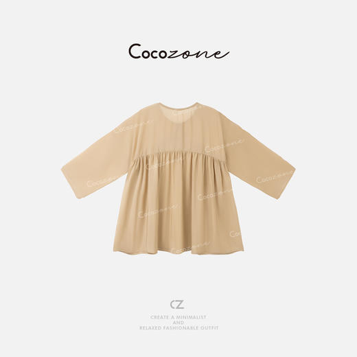 COCO ZONE 刘一一 【醋酸桑蚕丝混纺】系带领口长袖小衫CD2A1216 商品图1
