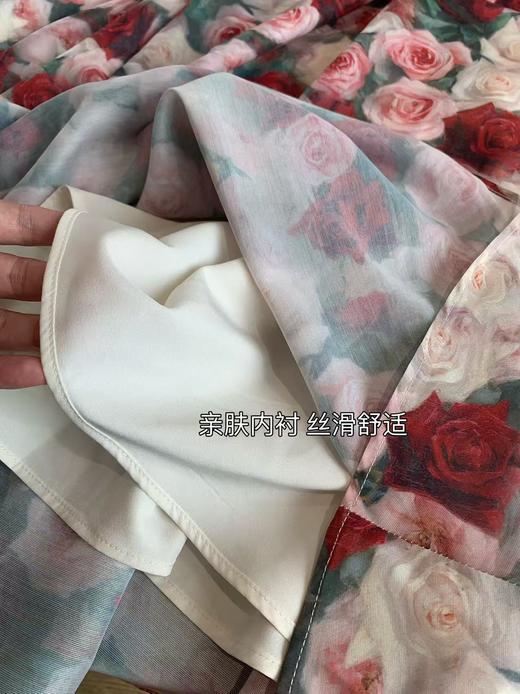 时髦洋气复古蔷薇印花伞裙高腰显瘦小A字半身裙 商品图14