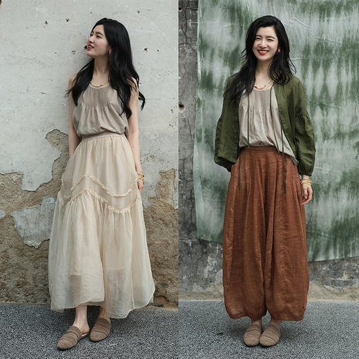 绽放女装363朵/【甜茶系列】真丝可调节肩带细塔克捏褶吊带背心夏 商品图2