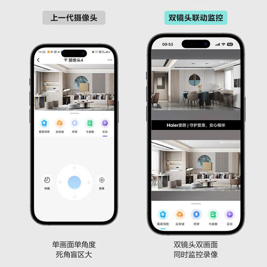 海尔（Haier）无线家用摄像头高清监控器360度无死角带夜视全景云台自动旋转摄像头室内看护手机远程监控 商品图5