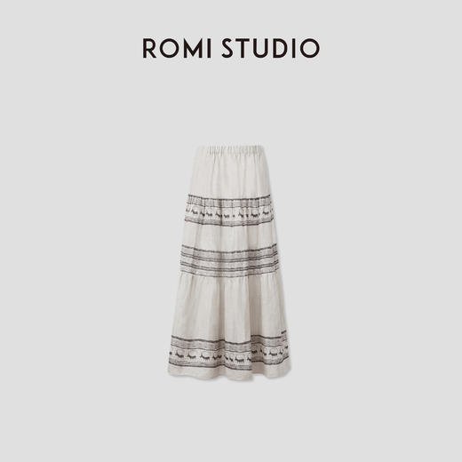ROMI STUDIO“邂逅夏日”雨露麻小鹿印花度假风半身裙 RWCRXY3074 商品图0