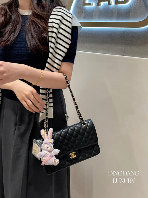 CHANEL cf 中号 黑金 荔枝纹牛皮 斜挎包 商品图2