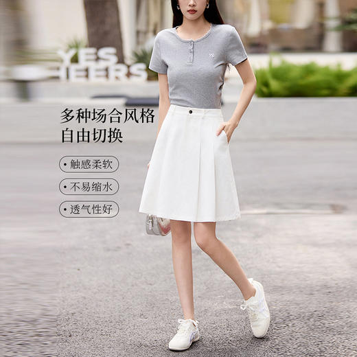 熙世界学院风白色百褶短裙女2025夏季新款百搭休闲减龄纯棉半身裙 商品图2