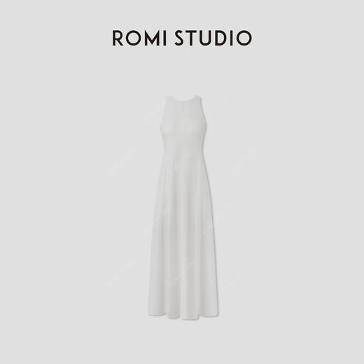 ROMI STUDIO 简约优雅  棉麻混纺白色无袖长款连衣裙 RWCRLG2733 商品图0