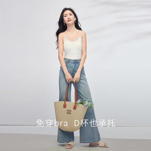 熙世界白色花边蕾丝吊带背心女夏季外穿基础打底内搭短款上衣美背 商品图4