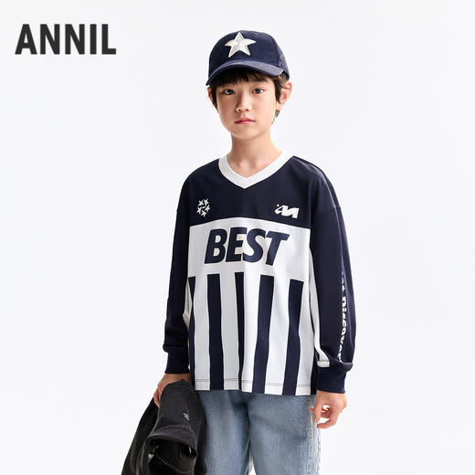 男童V领长袖针织衫秋季新款安奈儿童装EB531510 商品图2