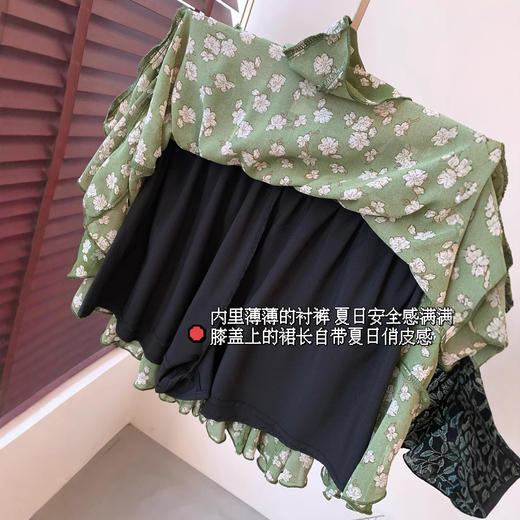 唯美浪漫！2025珍珠雪纺数码印花三角打褶A字版松紧腰碎花短裙！ 商品图3