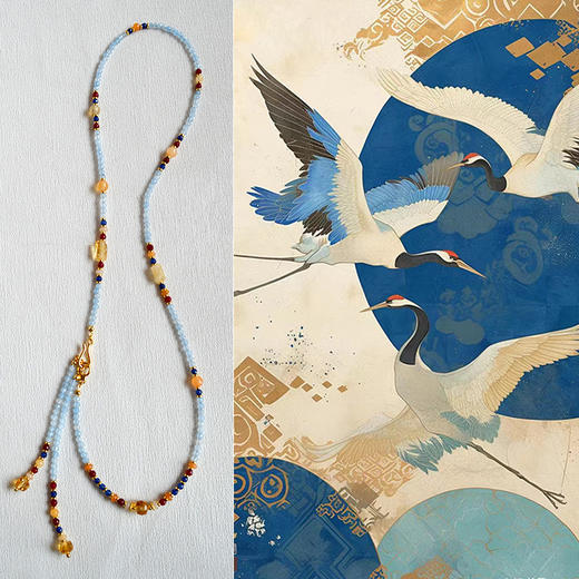 设计师原创～中国风小众复古真石串珠流苏可拆卸一款多戴项链 毛衣链 商品图0