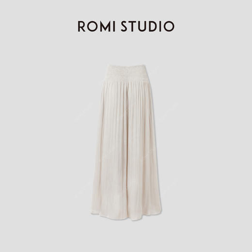 ROMI STUDIO 灵动优雅轻盈垂感  米白高腰百褶阔腿裤 RWCRX64060 商品图1
