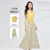 熙世界夏日绝美套装穿搭女抽绳收腰短袖上衣碎花a字半身裙两件套 商品缩略图1