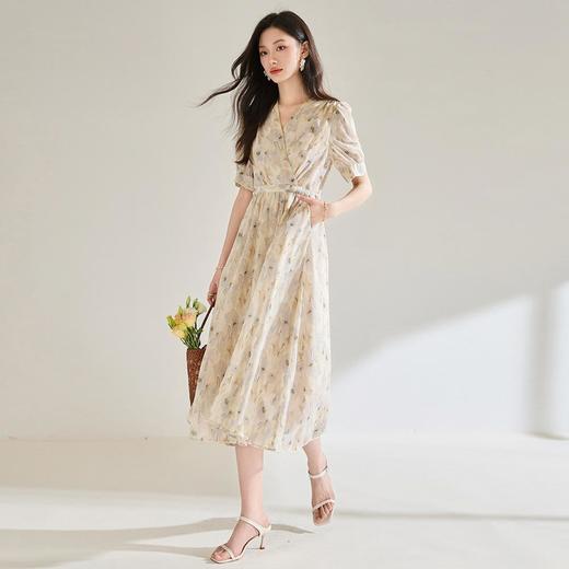 「高货sh」全新升级【铂金会员220/天猫299/差价79】(10336)洛诗琳法式温柔风碎花v领连衣裙2025夏季减龄收腰沙滩裙sh10336 商品图3