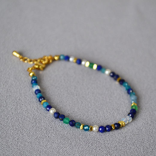 致敬梵高星空~设计师原创青金石水晶串珠清新文艺简约气质项链手链 商品图3