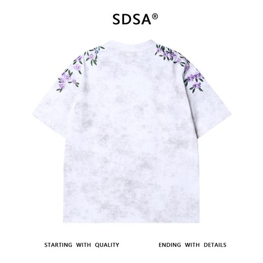 T3606夏季高级感新款男士简约刺绣花卉短袖T恤百搭宽松国潮圆领上衣 商品图5