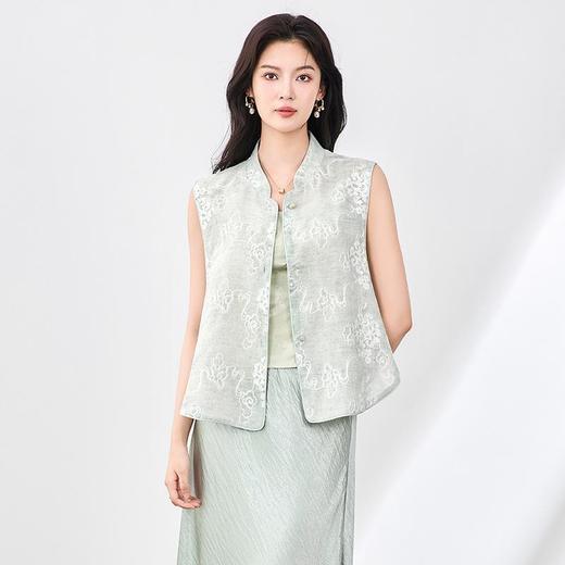 「高货wl」全新升级【铂金会员349/天猫469/差价120】(11442)洛诗琳气质新中式刺绣马甲2025夏季新款苎麻无袖外套女wl11442 商品图0