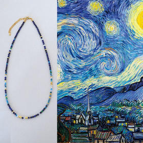 致敬梵高星空~设计师原创青金石水晶串珠清新文艺简约气质项链手链