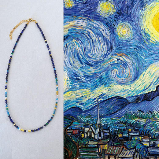 致敬梵高星空~设计师原创青金石水晶串珠清新文艺简约气质项链手链 商品图0