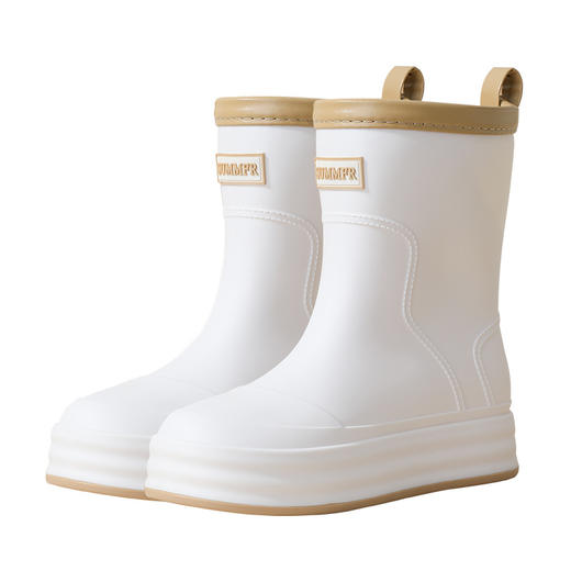 新款中筒防水防滑水鞋加绒时尚外穿雨天雨靴软底胶鞋 商品图4