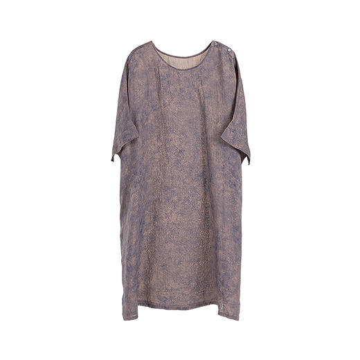 绽放女装414朵/【甜茶系列】100%苎麻脏染宽松茧型气质中袖连衣裙 商品图4