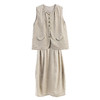 绽放311-312朵/甜茶系列青梅重磅进口酵洗色织亚麻马甲半身裙套装 商品缩略图4
