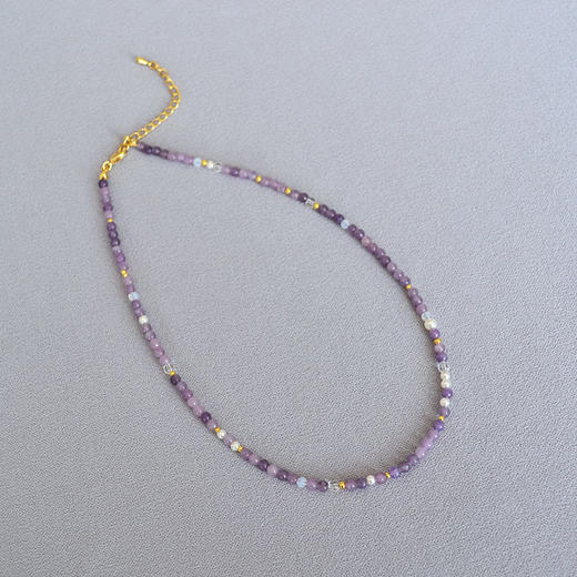 法式小众设计～浪漫紫色水晶吊坠香芋紫珍珠串珠叠戴时尚可拆百搭项链女 商品图3