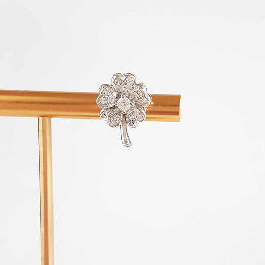 【天然正品】PT900铂金时尚设计款豪镶满钻花朵造型钻石耳钉16.2*10.7*15.7MM（皆取最大值）女士现售价：3880！160525NJM21 商品图6