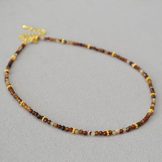 法式复古文艺～托斯卡纳咖啡玛瑙真石串珠简约气质轻奢项链锁骨链女 商品图2