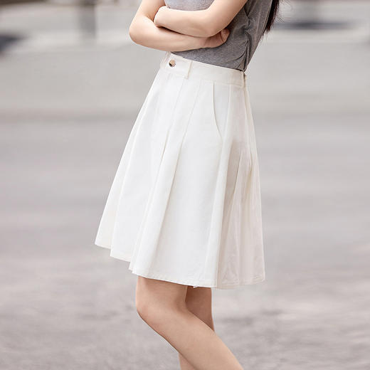 熙世界学院风白色百褶短裙女2025夏季新款百搭休闲减龄纯棉半身裙 商品图4