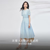 熙世界蓝色亚麻连衣裙女2025夏季新款气质优雅收腰圆领泡泡袖裙子 商品缩略图2