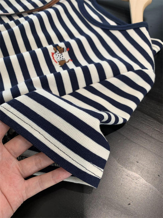 懒人BI备条纹直筒T恤裙宽松显瘦中长款短袖连衣裙 商品图8