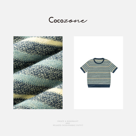 COCO ZONE 刘一一 【亚麻混纺】撞色条纹圆领毛针织衫CD1A0820 商品图2