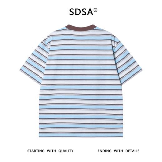 T3583夏季高级感新款男士小清新条纹字母印花短袖T恤情侣宽松圆领上衣 商品图5