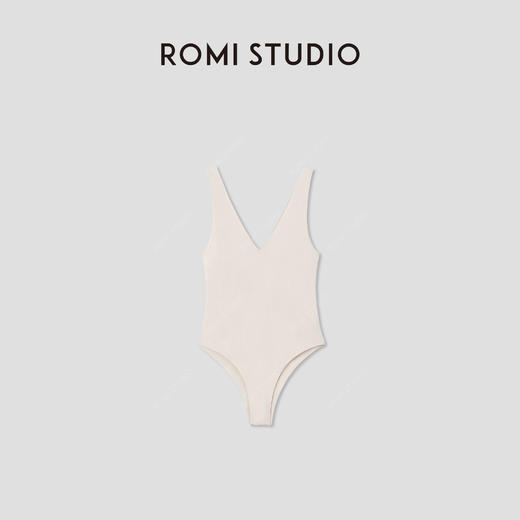 ROMI STUDIO 海边沙滩度假 前后V领高弹力紧身连体衣 RWCRNG2937 商品图0