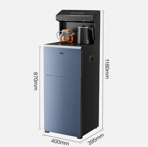 海尔茶吧机Z50 壶满即停加热壶，防干烧、防溢水； 食品级304不锈钢一体成型加热壶； 食品级管路，饮用更放心； 彩晶钢化玻璃面板； 13档加热温度可调; 1-24h保温可调； 高原沸点自动识别； 商品图6