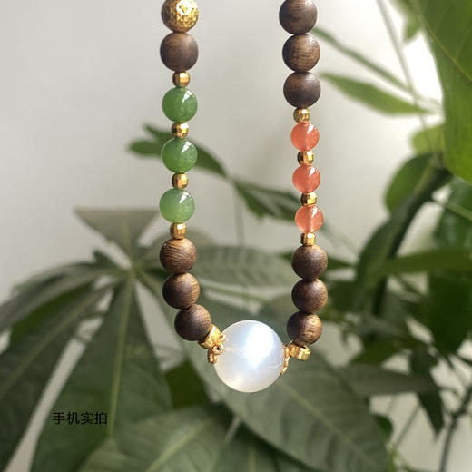 XY0357沉香+月光石碧玉南红项链 商品图6