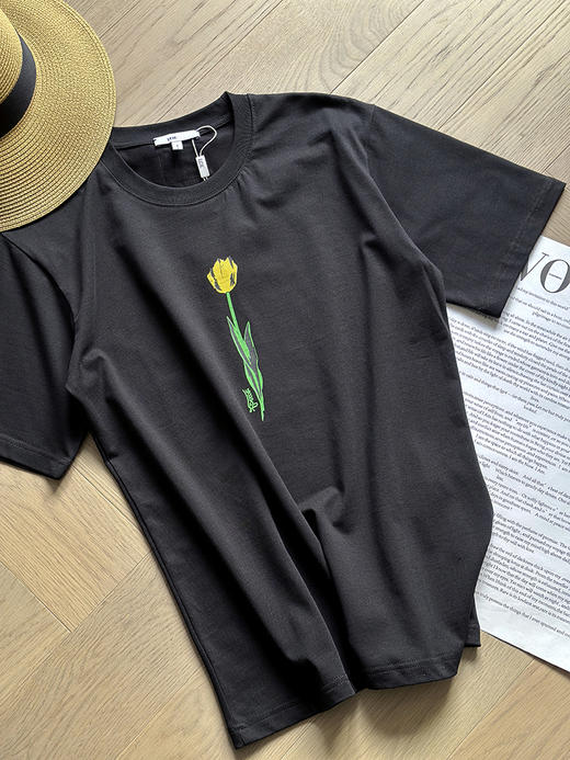 现货 THS-限时 loe家 情侣款 极简美学 暗夜花语 柔软棉质T恤 QH460 商品图3