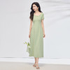 【专属特价】熙世界嫩绿色钉珠U领短袖连衣裙女高级感气质长裙子2025夏天新款 商品缩略图4