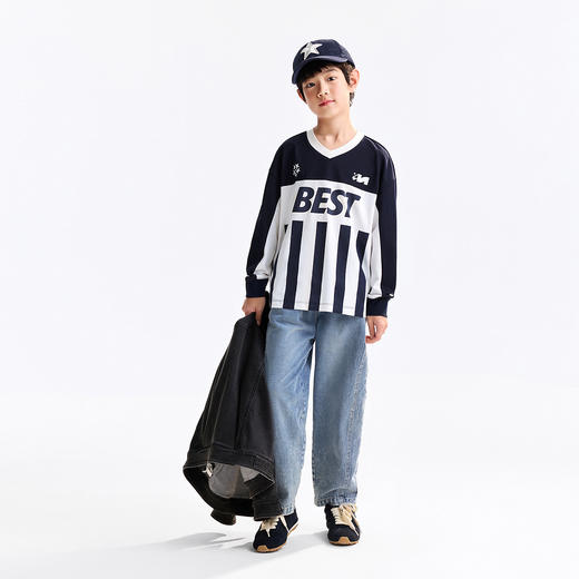 男童V领长袖针织衫秋季新款安奈儿童装EB531510 商品图3