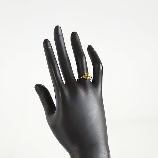 【天然正品】AU750玫瑰金镶钻镶天然约1.34克拉橄榄石戒指15号（戒圈可改）女士现售价：2580！230325AH04 商品图7