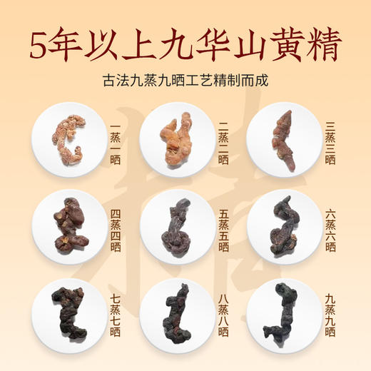 【红杏林】九制黄精干 甄选九华山黄精  九蒸九晒  手工炮制 润透乌黑 油润透亮 商品图1