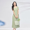 【专属特价】熙世界嫩绿色钉珠U领短袖连衣裙女高级感气质长裙子2025夏天新款 商品缩略图3