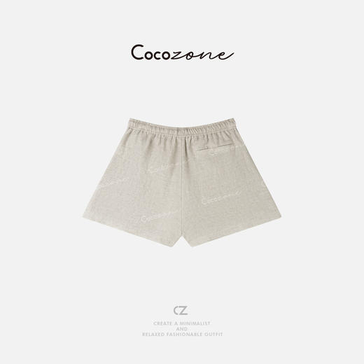 COCO ZONE 刘一一 【100亚麻】松紧腰抽绳女式休闲短裤CD1A0678 商品图1